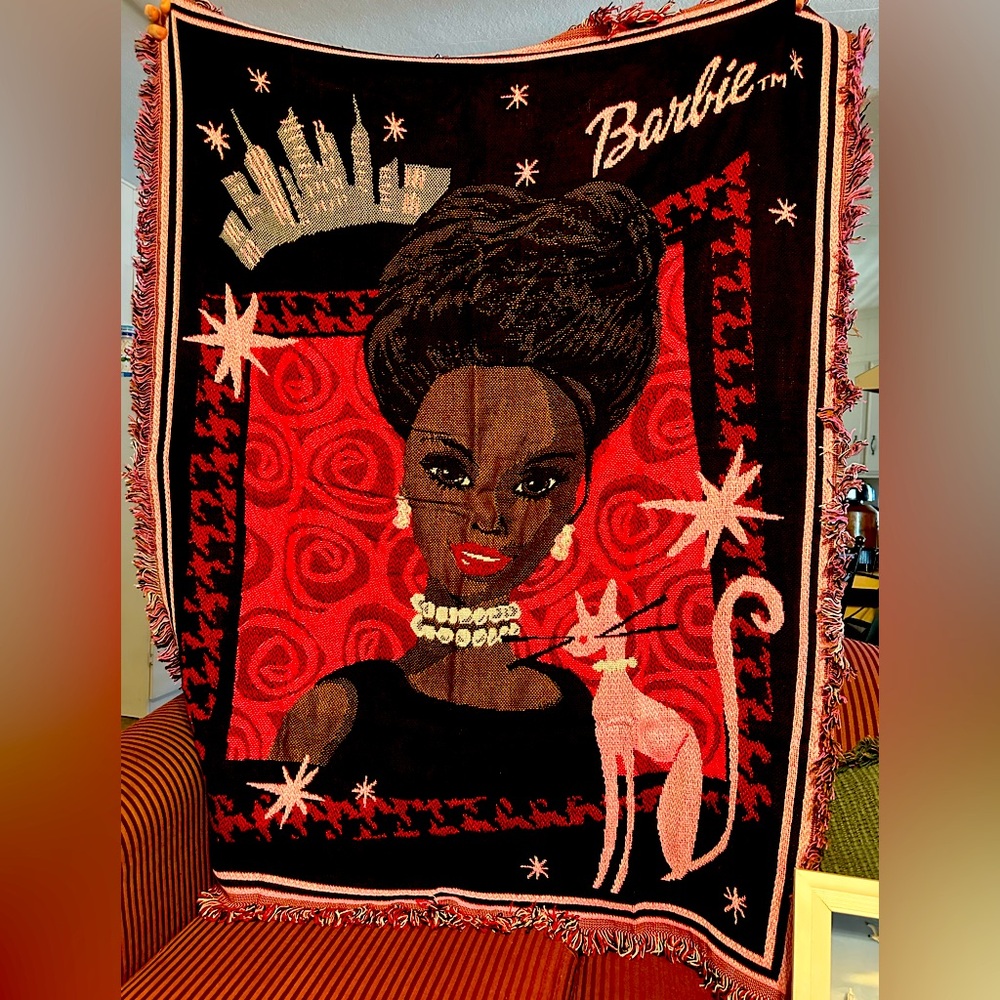 Vintage African American Barbie Trow Blanket
